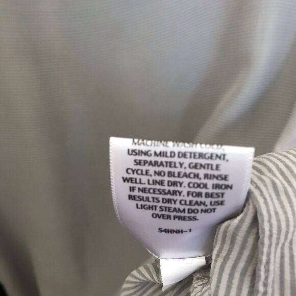 Eileen Fisher Womens Medium Top‎ Tan Stripe Short Sleeve 100% Silk Career Wear - Picture 5 of 10